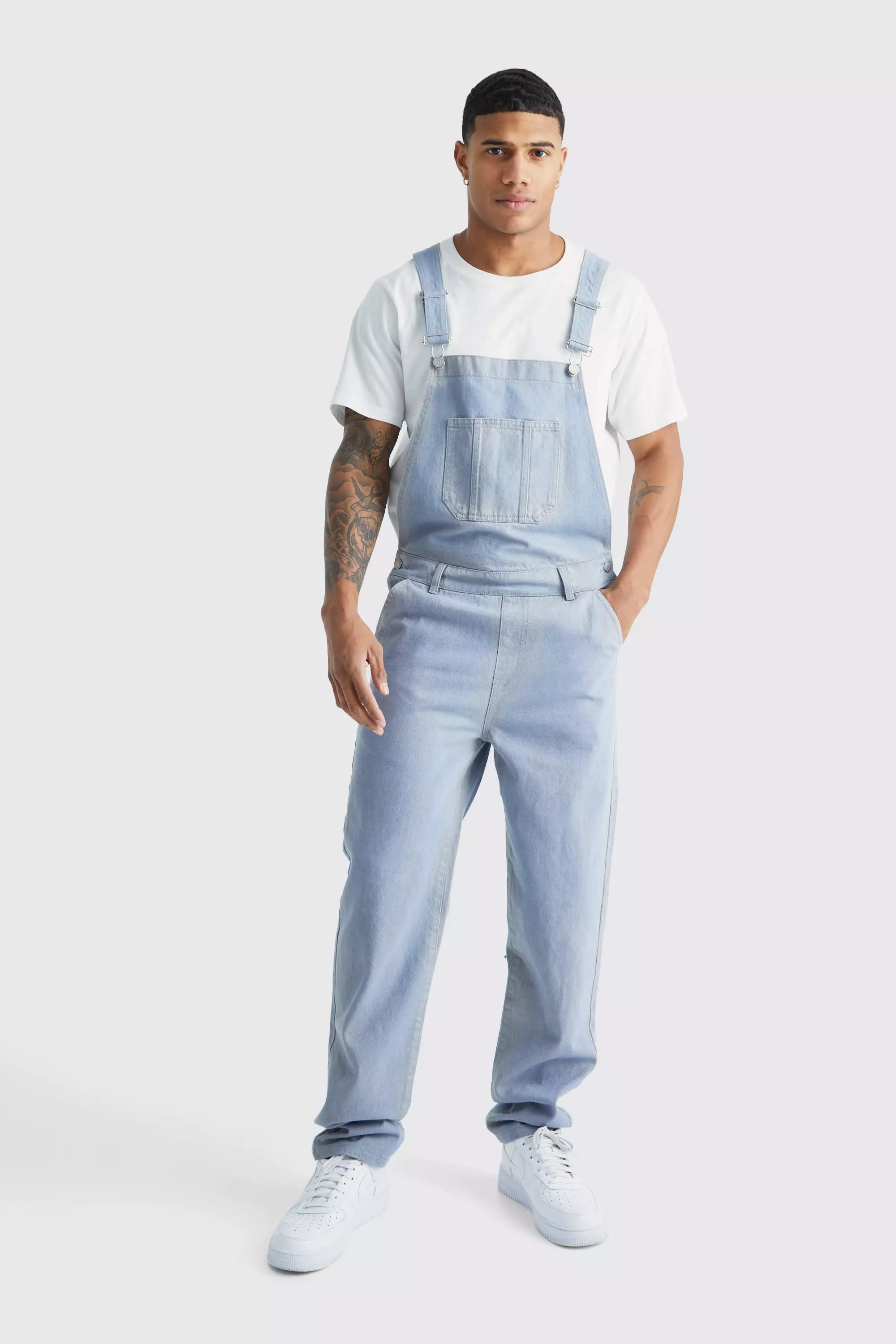 Relaxed Washed Illusion Dungaree boohooMAN UK